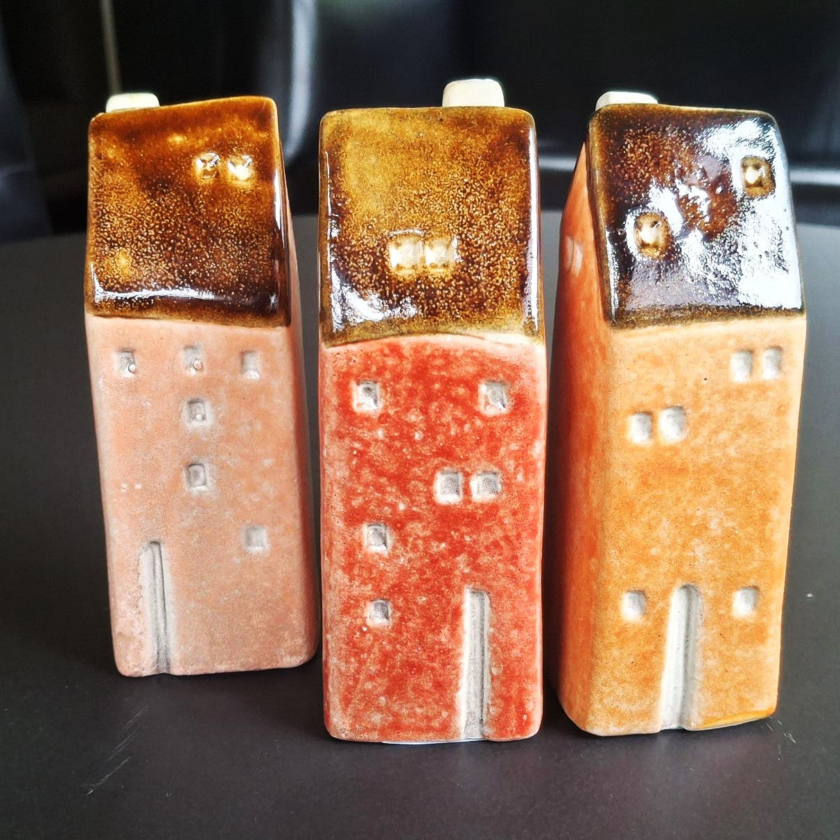 Dekohäuser Keramik Toskana-Stil – 3 Farben, 3er Set