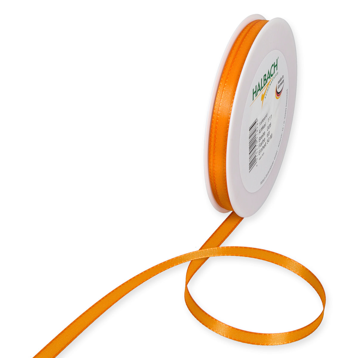 Taftband orange in verschiedenen Breiten 50 Meter Rolle