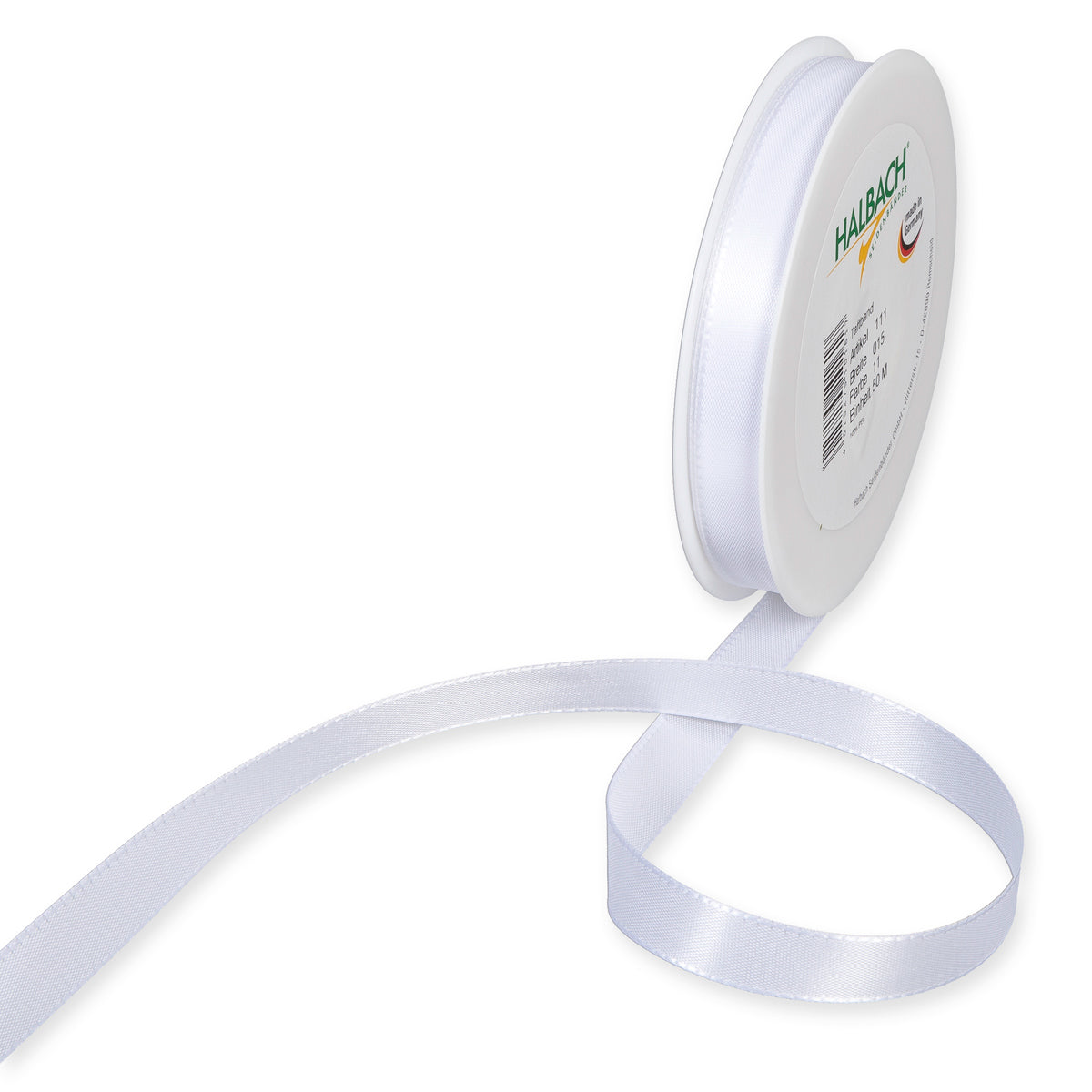 Taftband weiß in verschiedenen Breiten 50 Meter Rolle