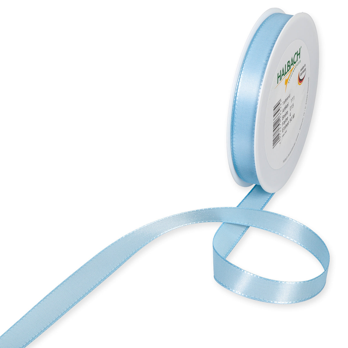 Taftband hellblau in verschiedenen Breiten 50 Meter Rolle