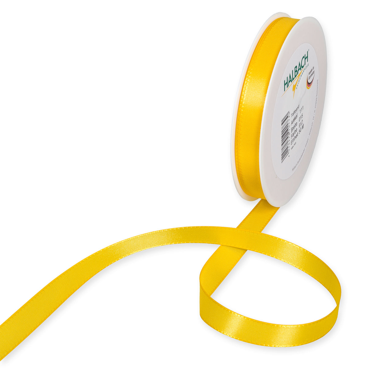 Taftband gelb in verschiedenen Breiten 50 Meter Rolle