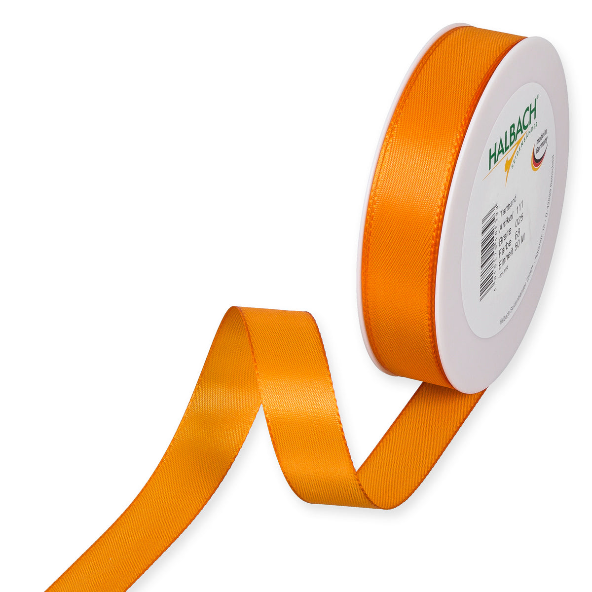 Taftband orange in verschiedenen Breiten 50 Meter Rolle