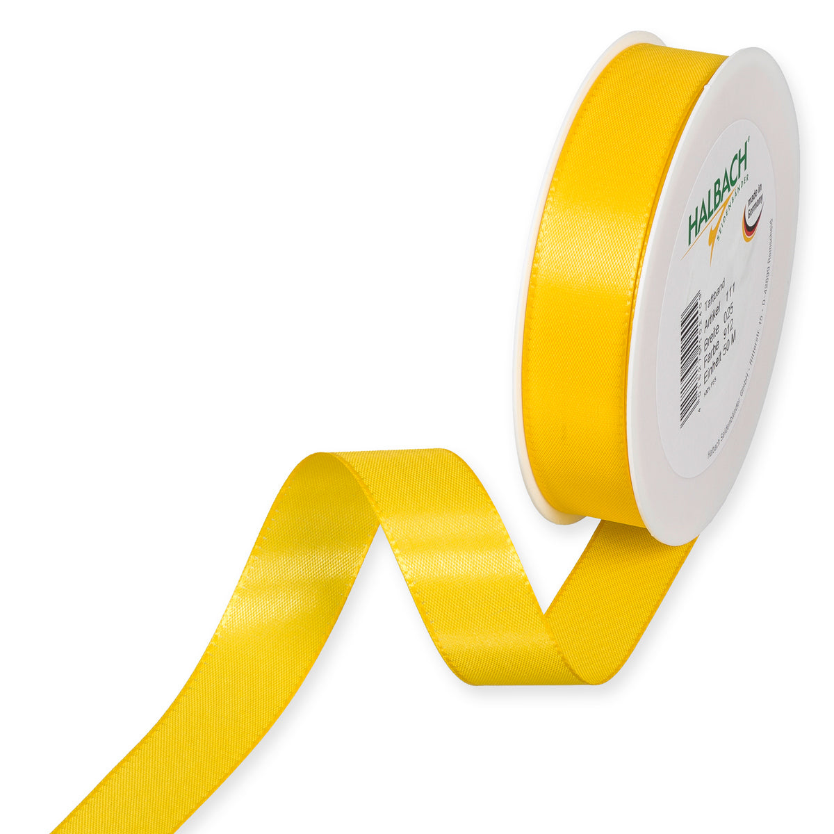 Taftband gelb in verschiedenen Breiten 50 Meter Rolle
