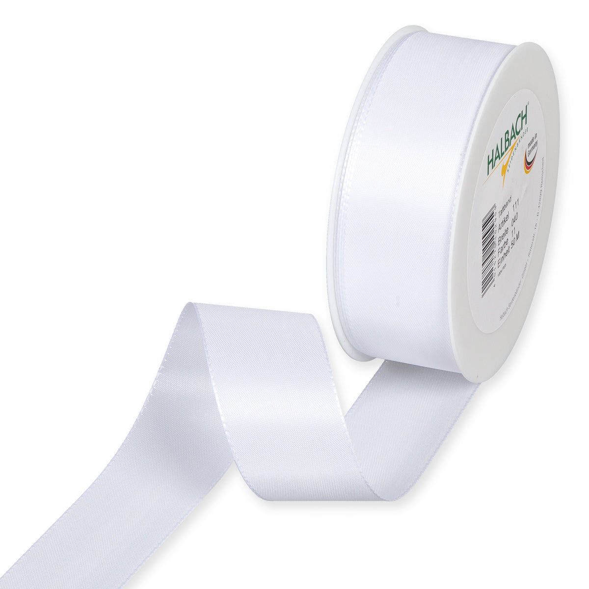 Taftband weiß in verschiedenen Breiten 50 Meter Rolle