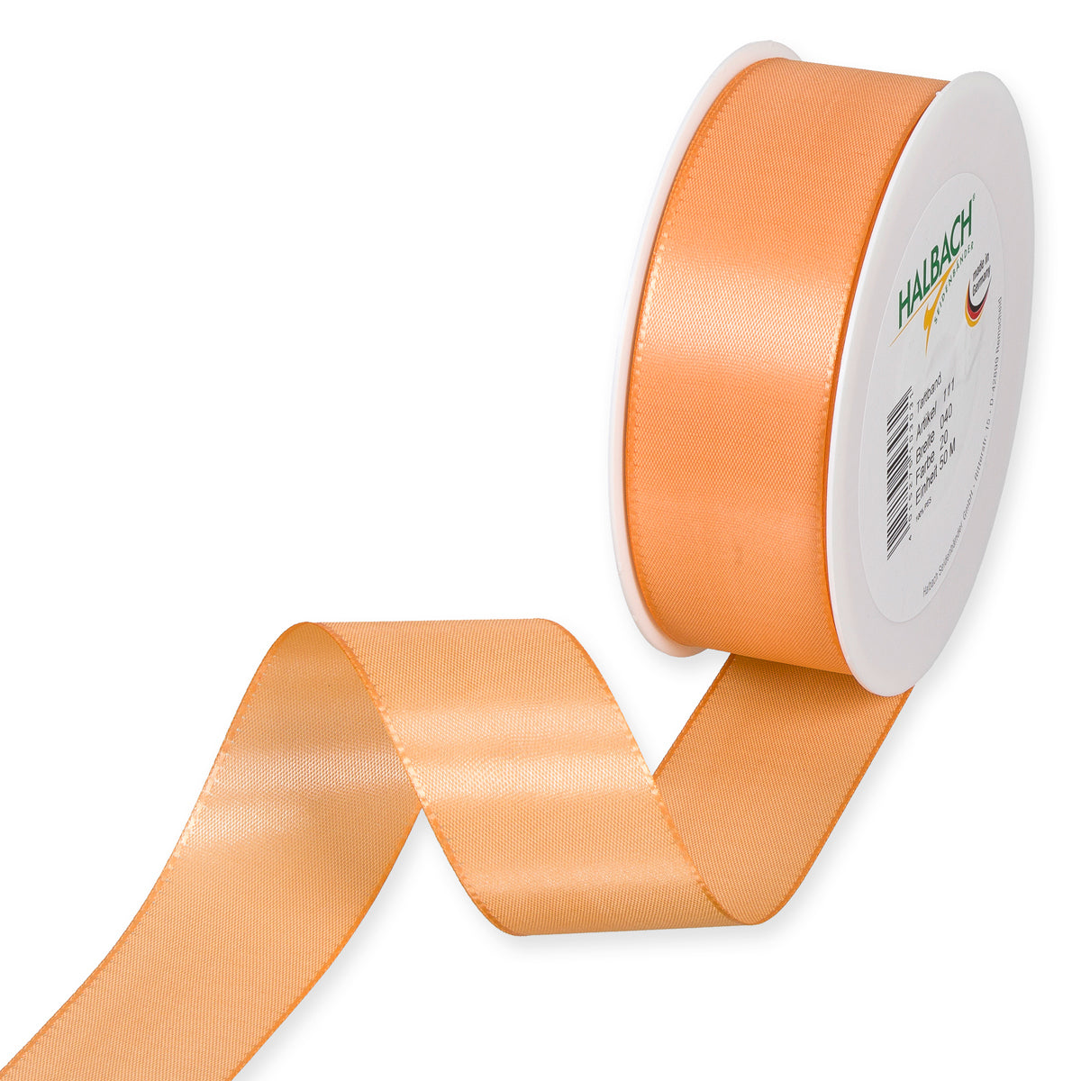 Taftband apricot in verschiedenen Breiten 50 Meter Rolle