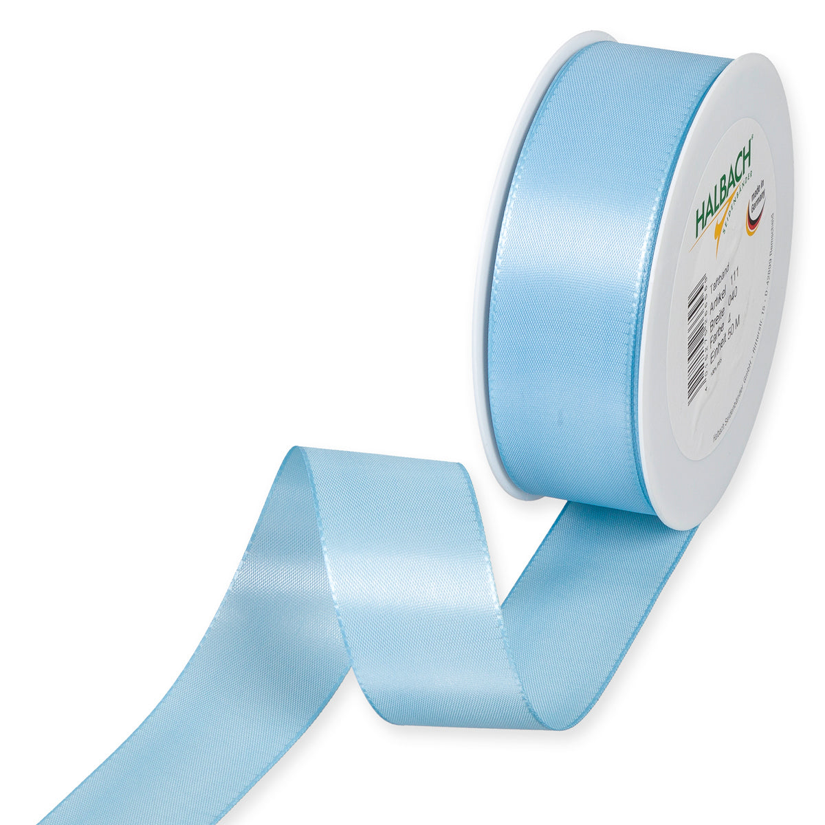 Taftband hellblau in verschiedenen Breiten 50 Meter Rolle
