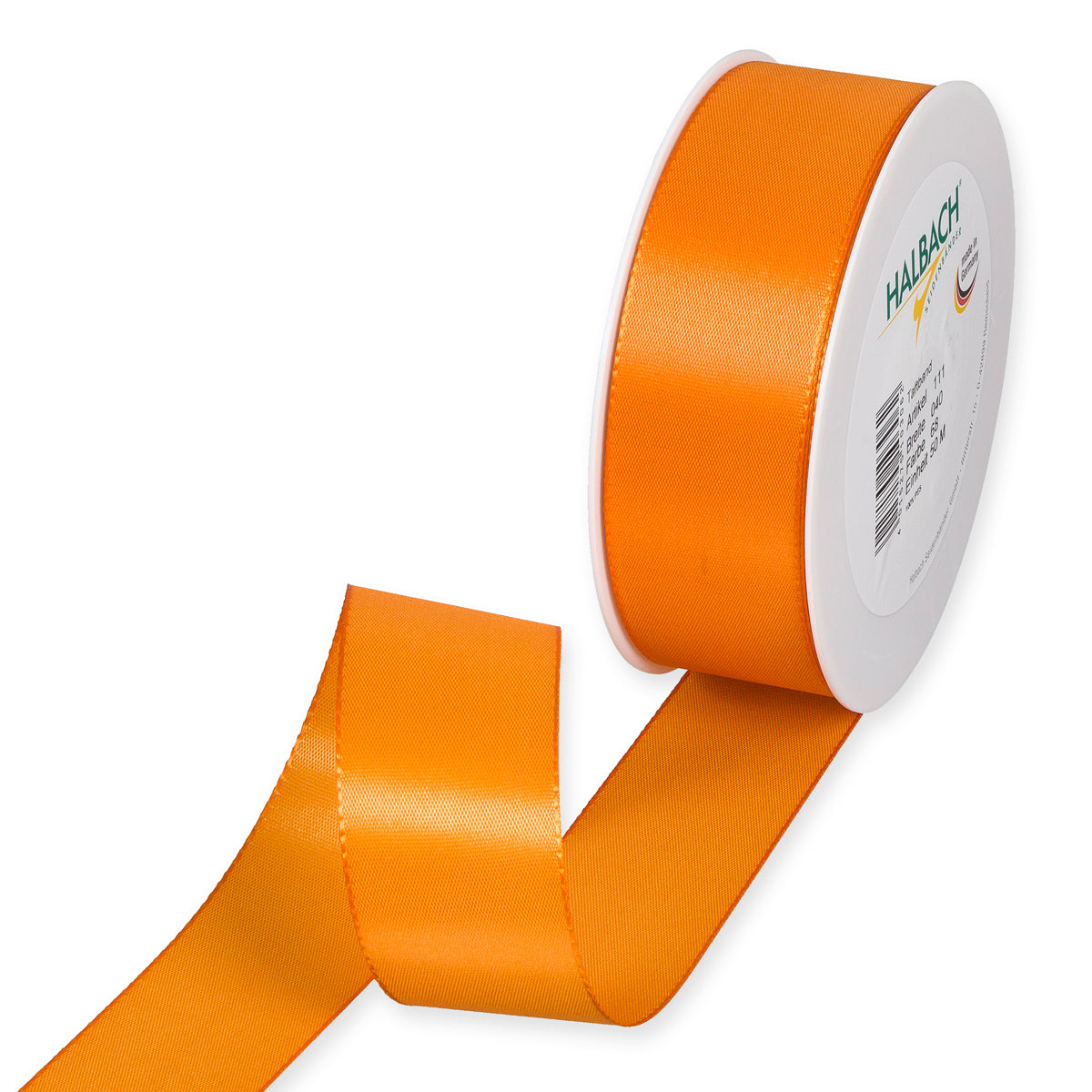 Taftband orange in verschiedenen Breiten 50 Meter Rolle