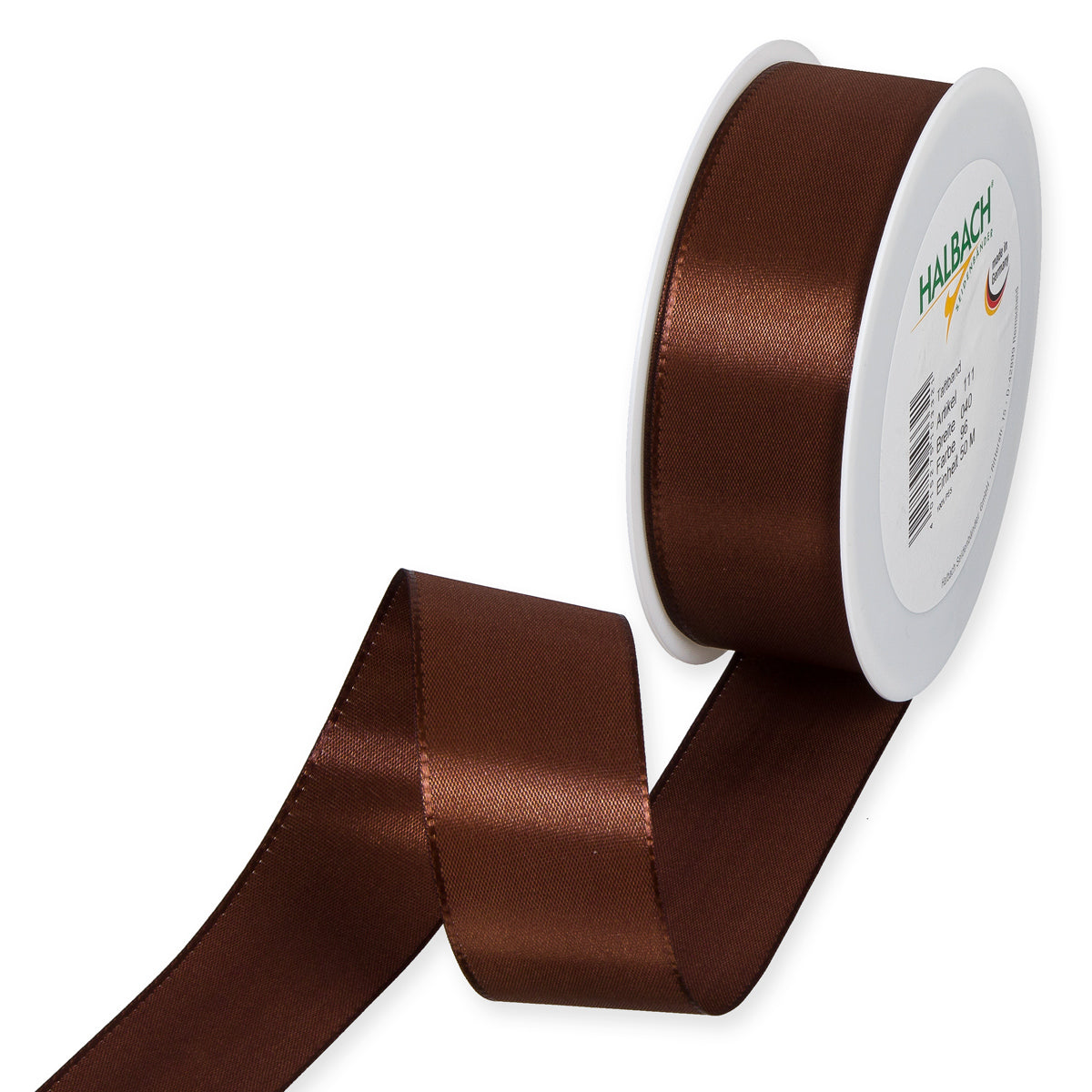 Taftband braun in verschiedenen Breiten 50 Meter Rolle