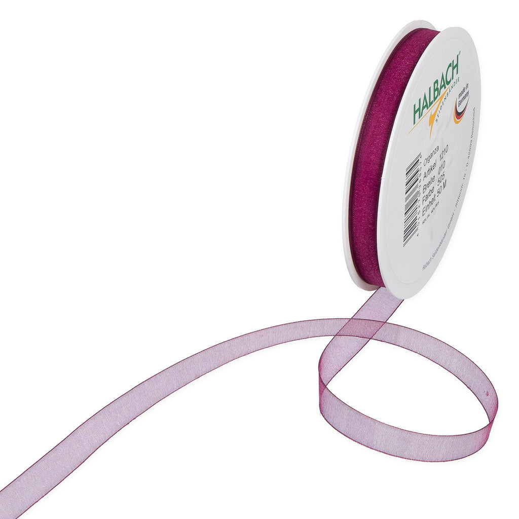 Organzaband purple Fb. 505 in drei Breiten 50 Meter Rolle
