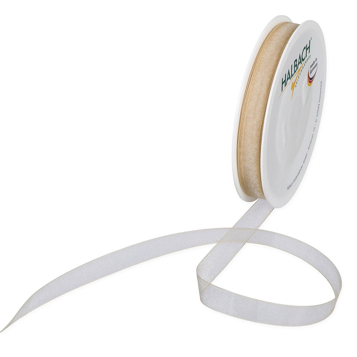 Organzaband beige Fb. 79 in drei Breiten 50 Meter Rolle