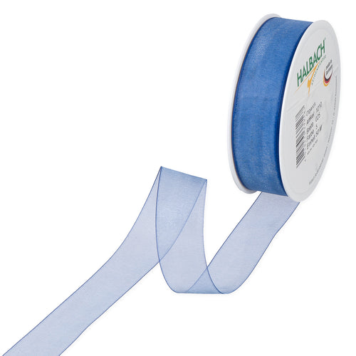 Organzaband blau Fb. 5 in drei Breiten 50 Meter Rolle