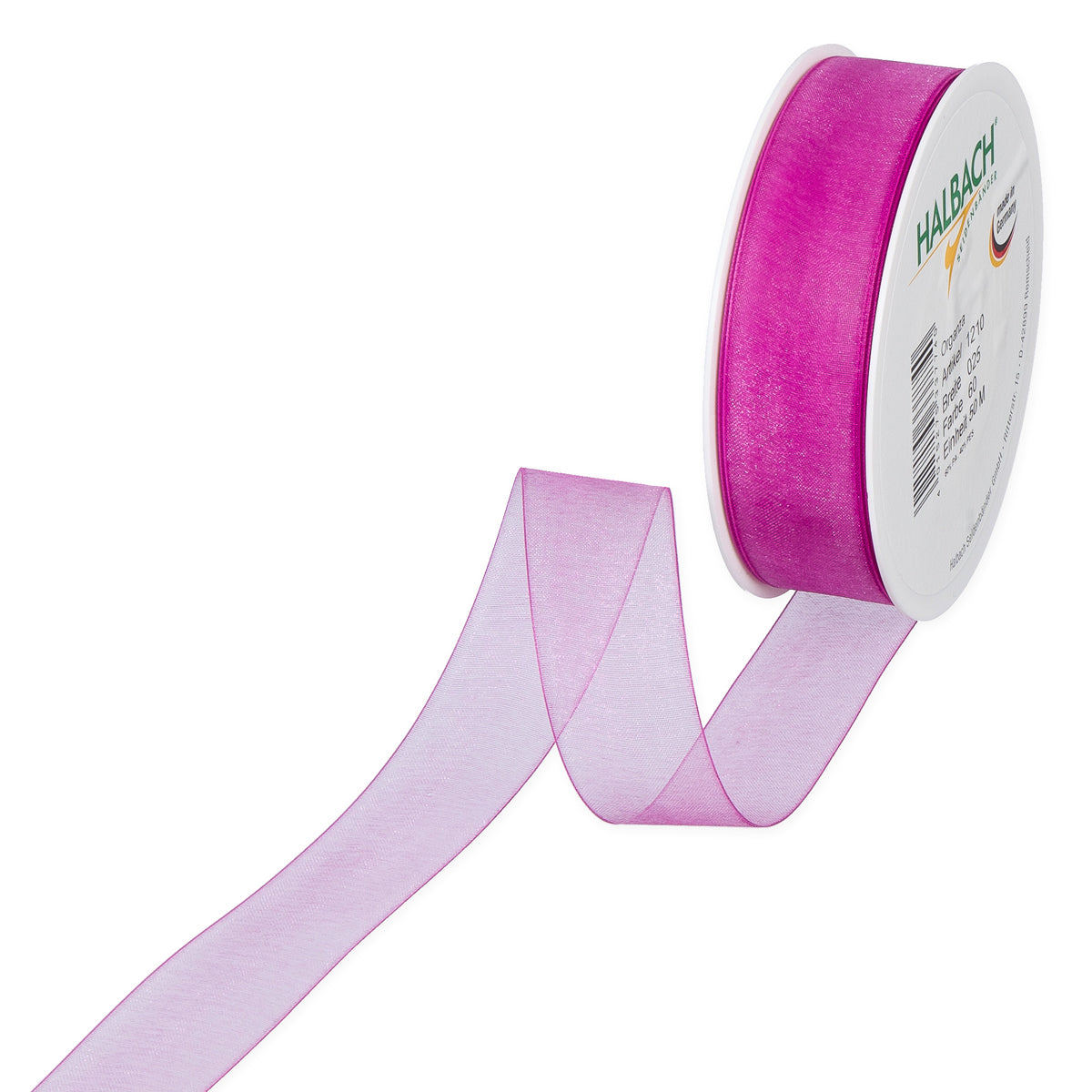 Organzaband pink Fb. 60 in drei Breiten 50 Meter Rolle
