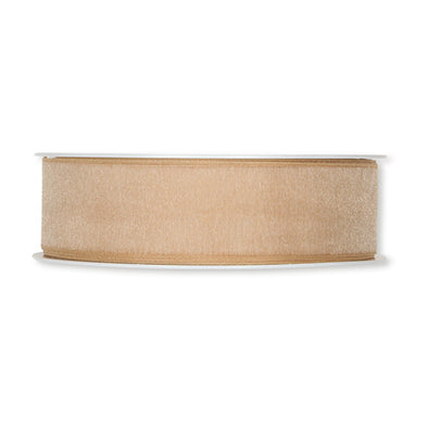 Organzaband beige Fb. 79 in drei Breiten 50 Meter Rolle