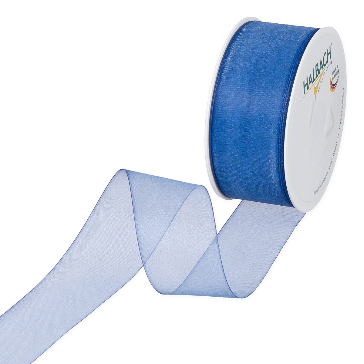 Organzaband blau Fb. 5 in drei Breiten 50 Meter Rolle
