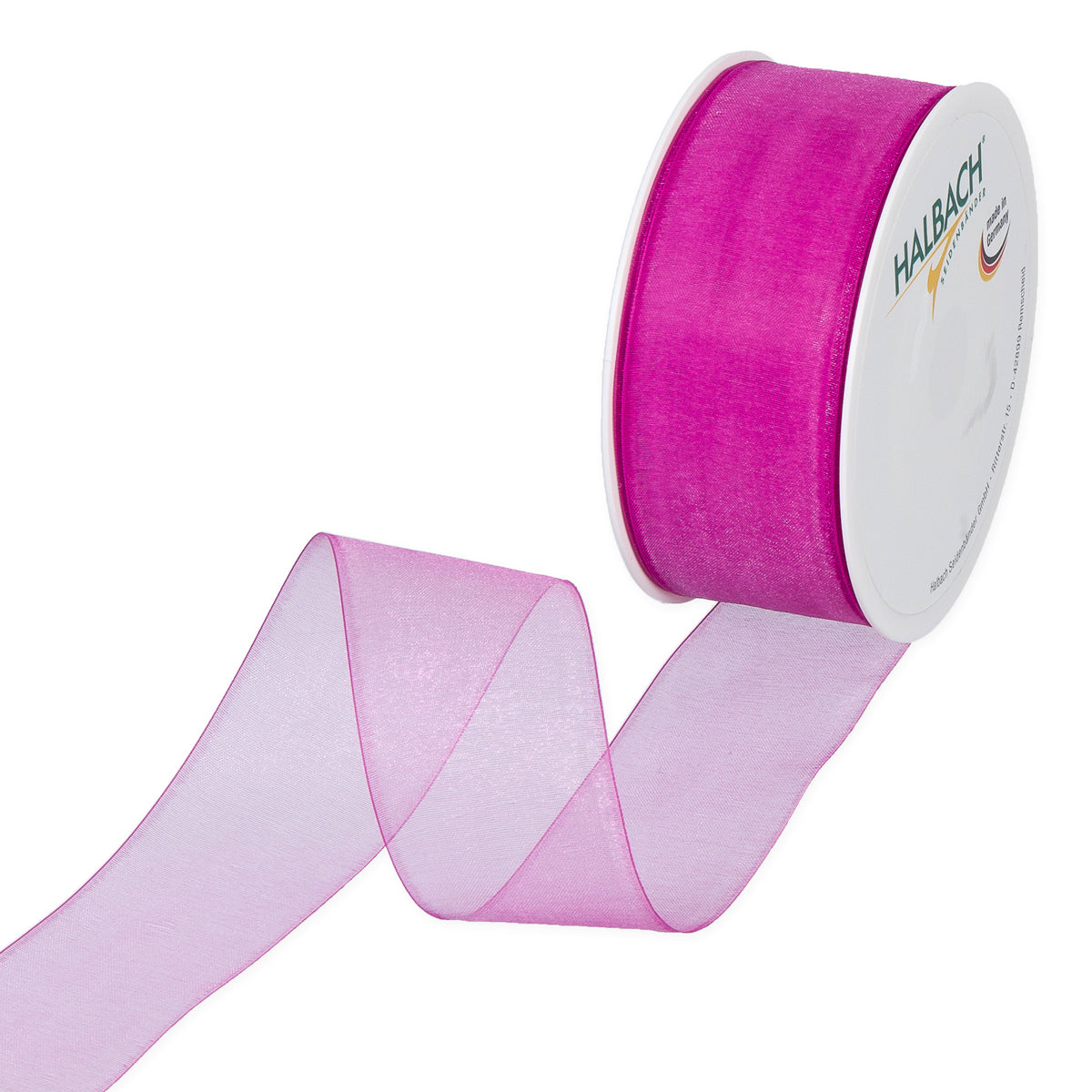 Organzaband pink Fb. 60 in drei Breiten 50 Meter Rolle