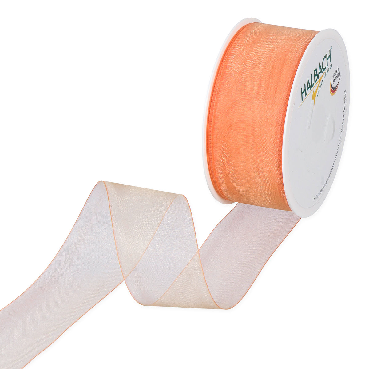 Organzaband orange Fb. 68 in drei Breiten 50 Meter Rolle