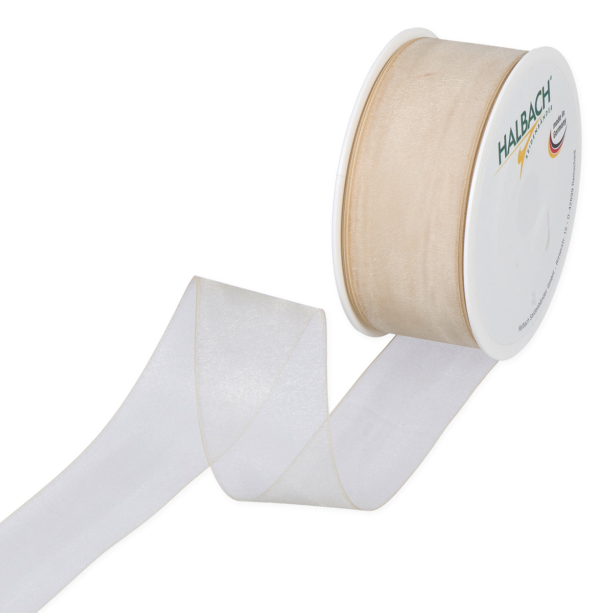 Organzaband beige Fb. 79 in drei Breiten 50 Meter Rolle
