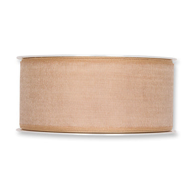 Organzaband beige Fb. 79 in drei Breiten 50 Meter Rolle