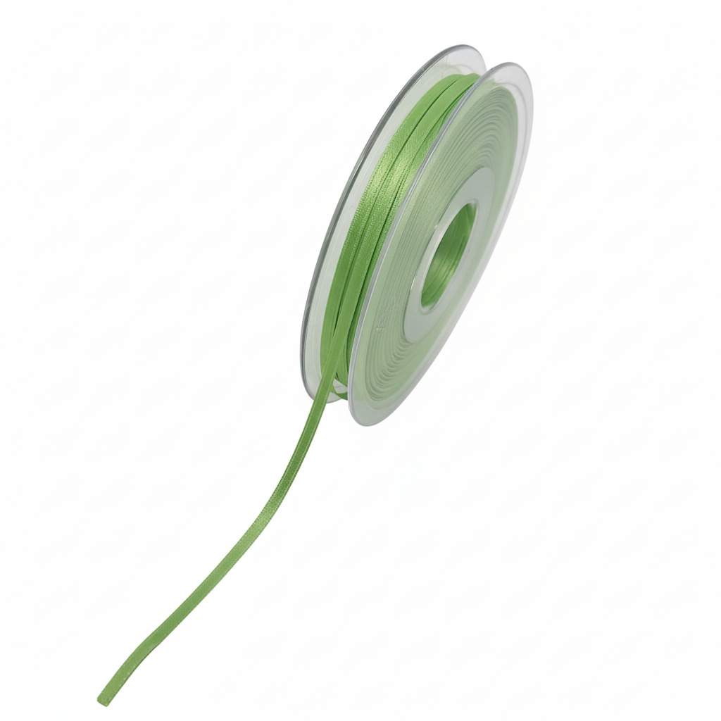 Grüne Satinband-Spule freigestellt
