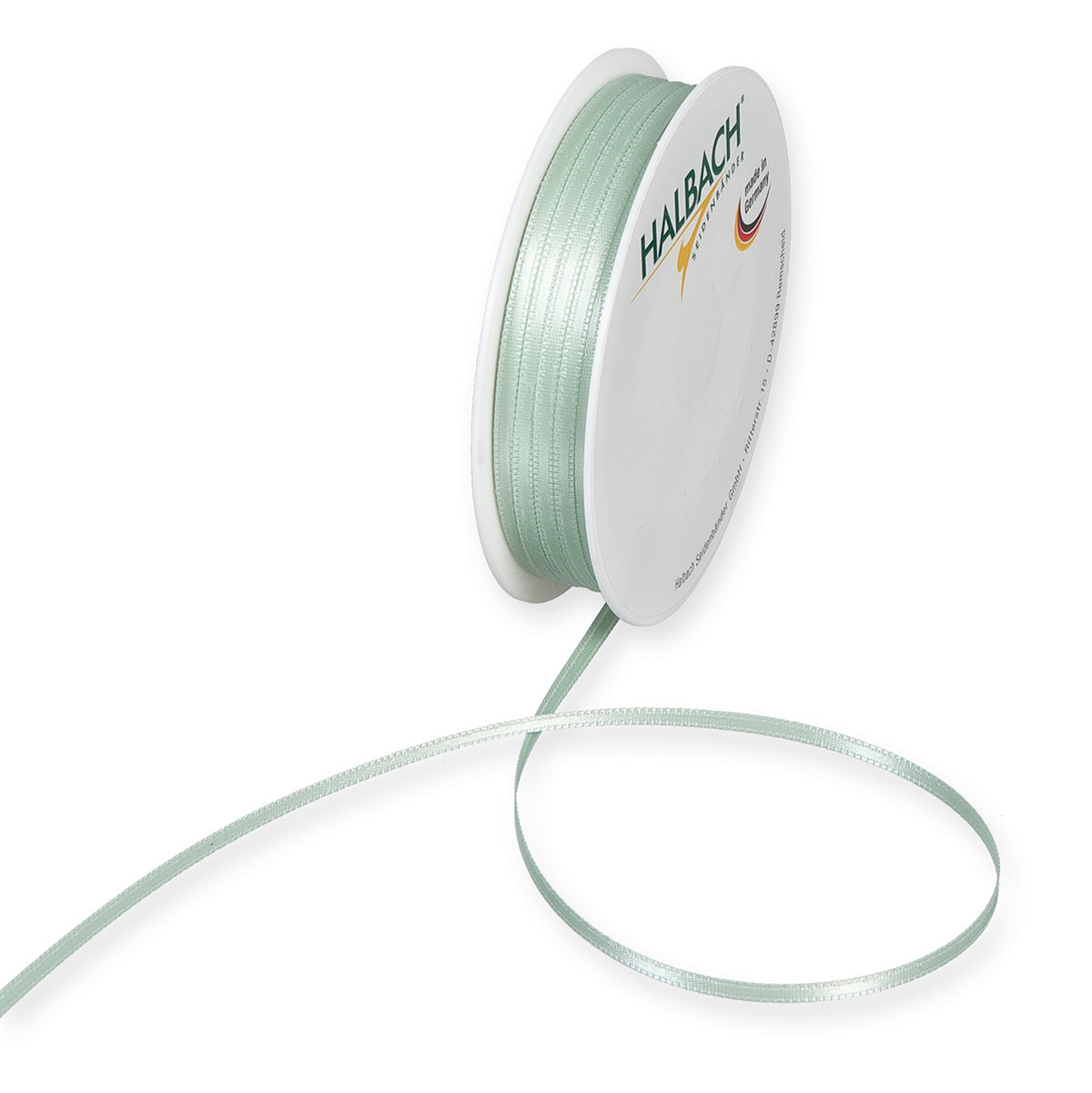 Schmales Doppelsatinband Fb. 128 Mint – 3mm & 6mm, 25-Meter-Rolle