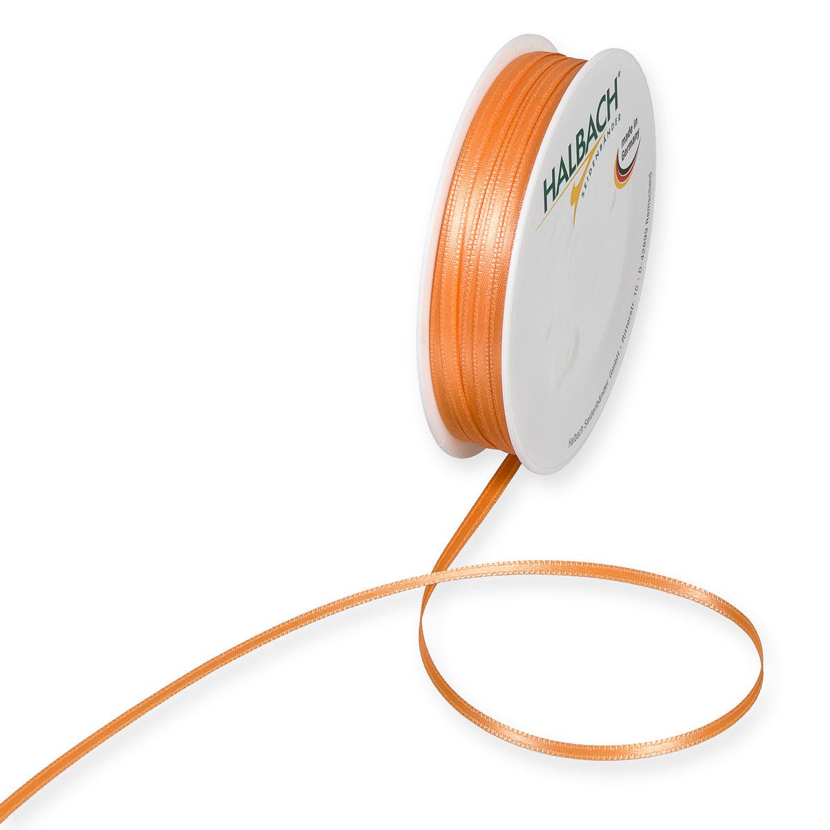 Schmales Doppelsatinband Fb. 20 Apricot – 3mm & 6mm, 25-Meter-Rolle