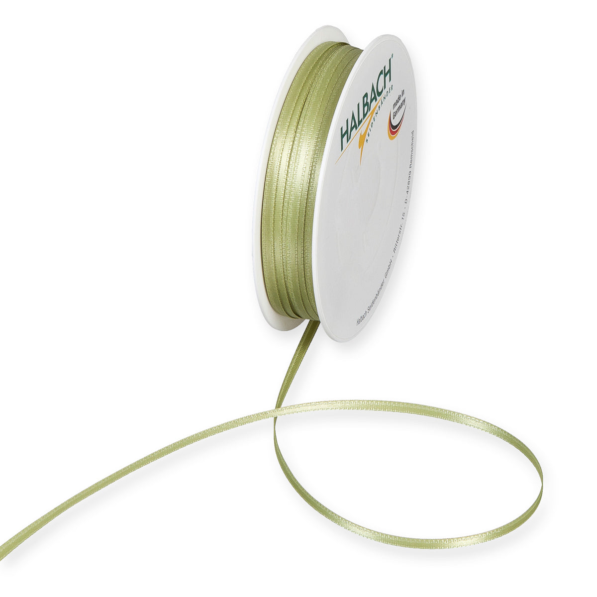 Schmales Doppelsatinband Fb. 290 Smaragd – 3mm & 6mm, 25-Meter-Rolle