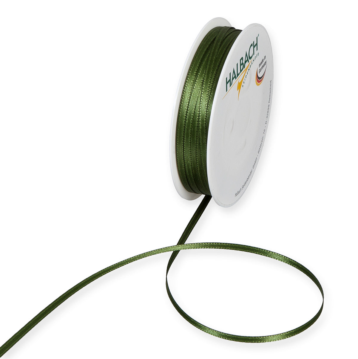 Schmales Doppelsatinband Fb. 30 Dunkelgrün – 3mm & 6mm, 25-Meter-Rolle