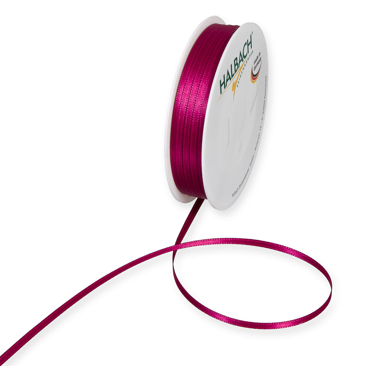 Schmales Doppelsatinband Fb. 60 Pink – 3mm & 6mm, 25-Meter-Rolle