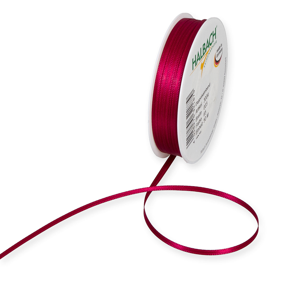 Schmales Doppelsatinband Fb. 77 Rot – 3mm & 6mm, 25-Meter-Rolle