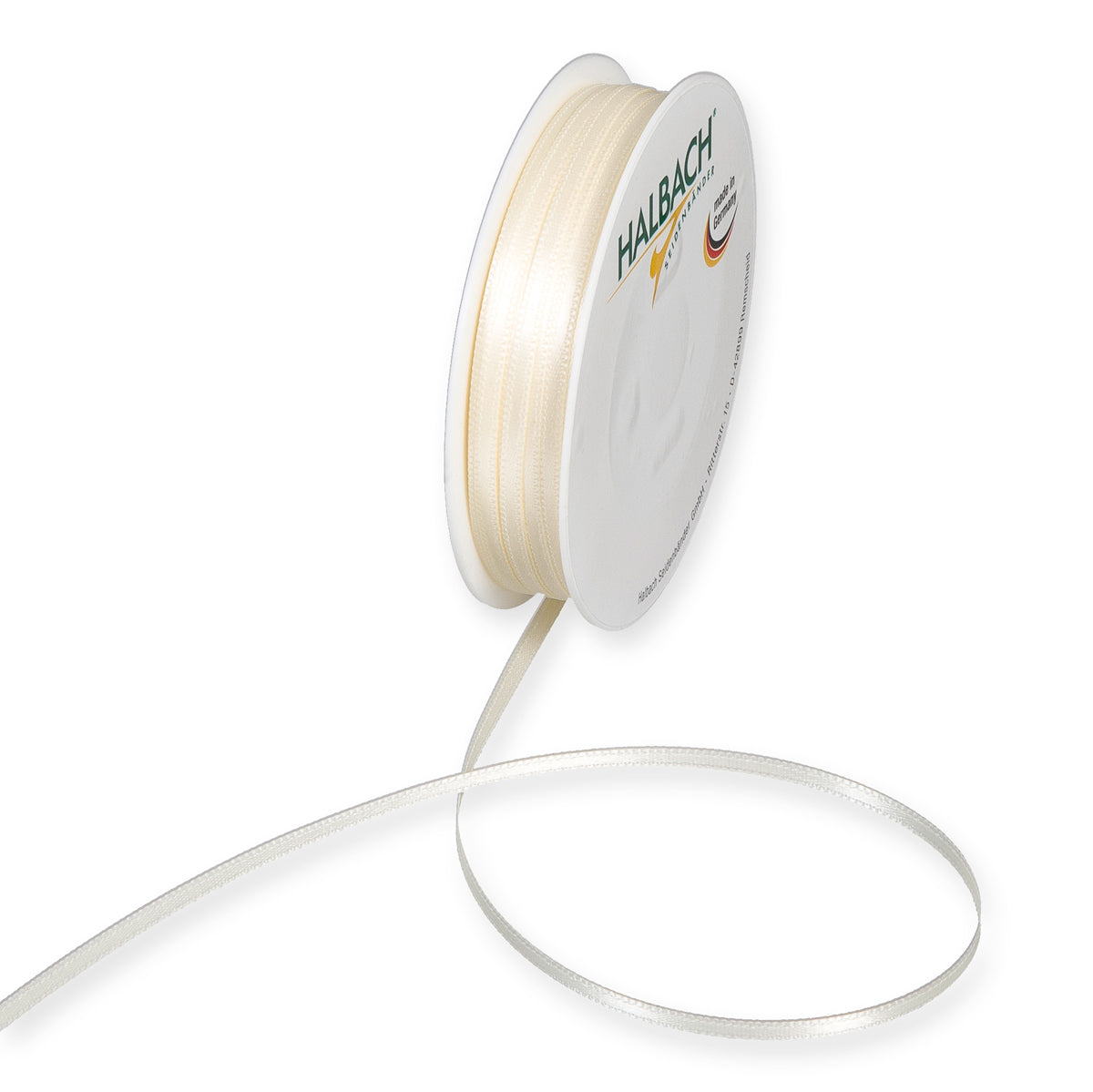 Schmales Doppelsatinband Fb. 70 Creme – 3mm & 6mm, 25-Meter-Rolle