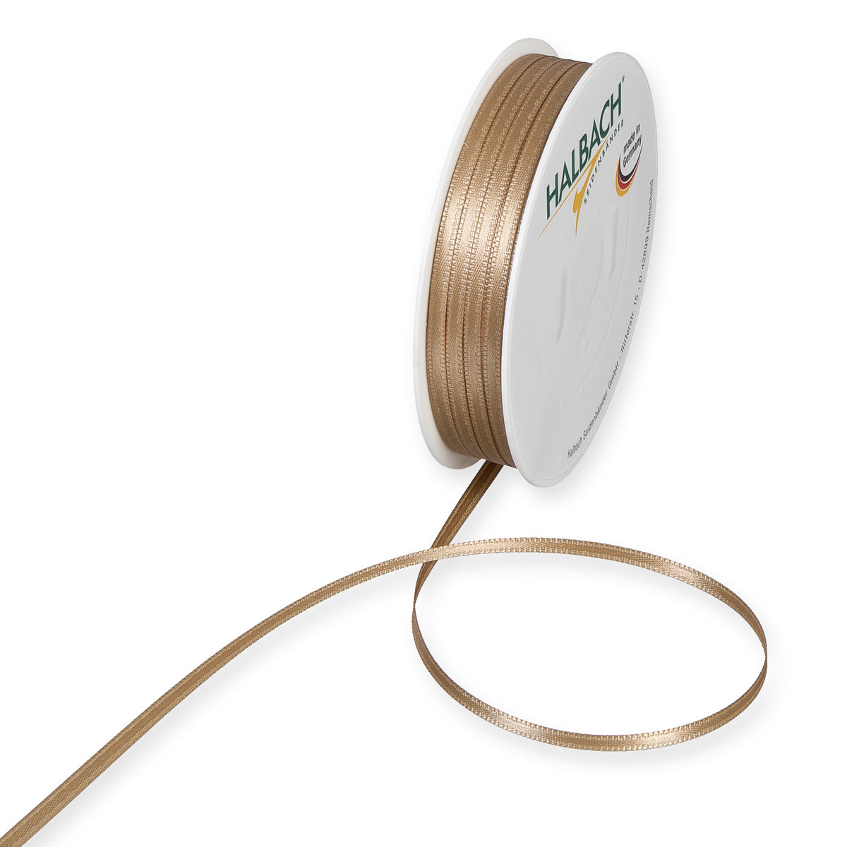 Schmales Doppelsatinband Fb. 79 Camel – 3mm & 6mm, 25-Meter-Rolle