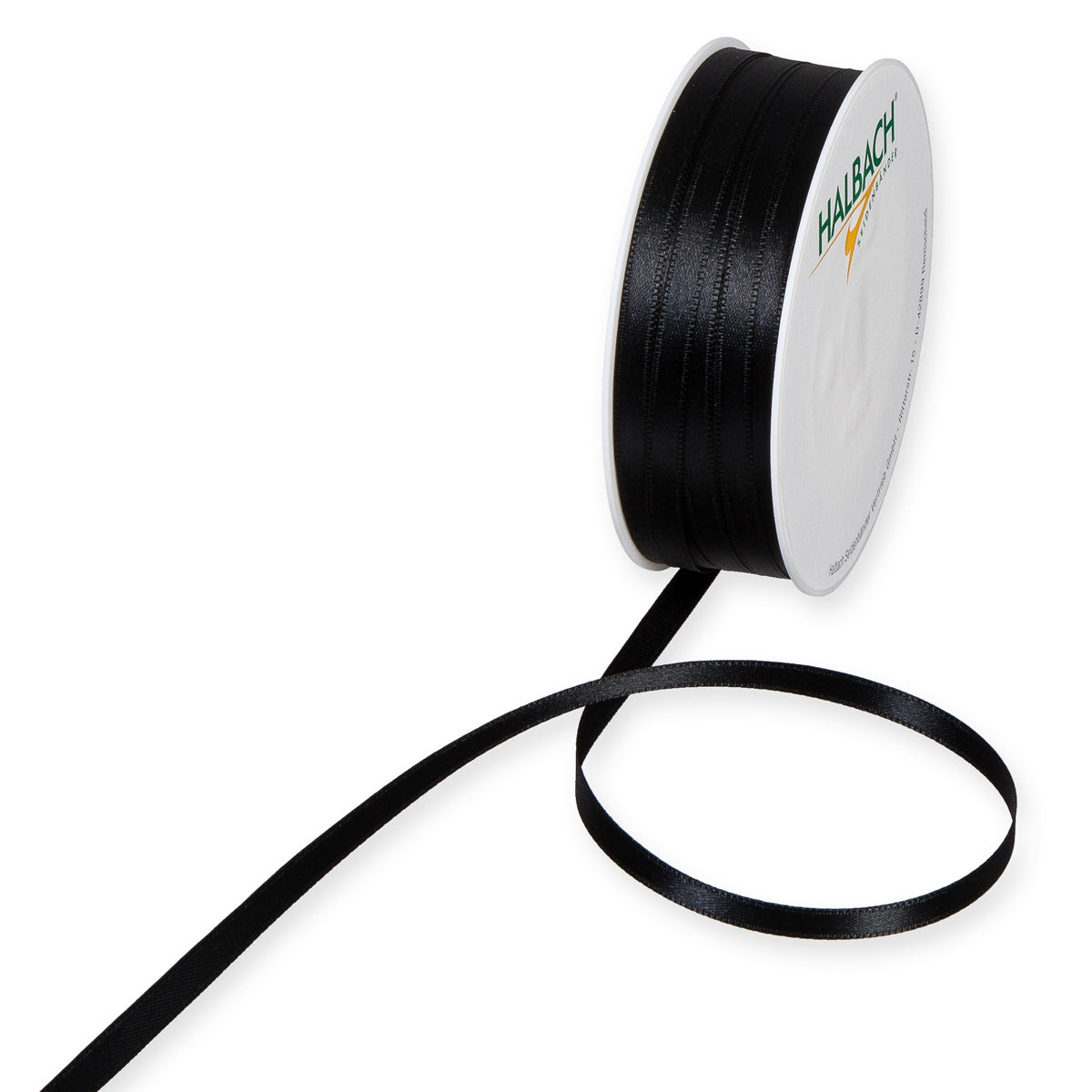 Schmales Doppelsatinband Fb. 100 Schwarz – 3mm & 6mm, 25-Meter-Rolle