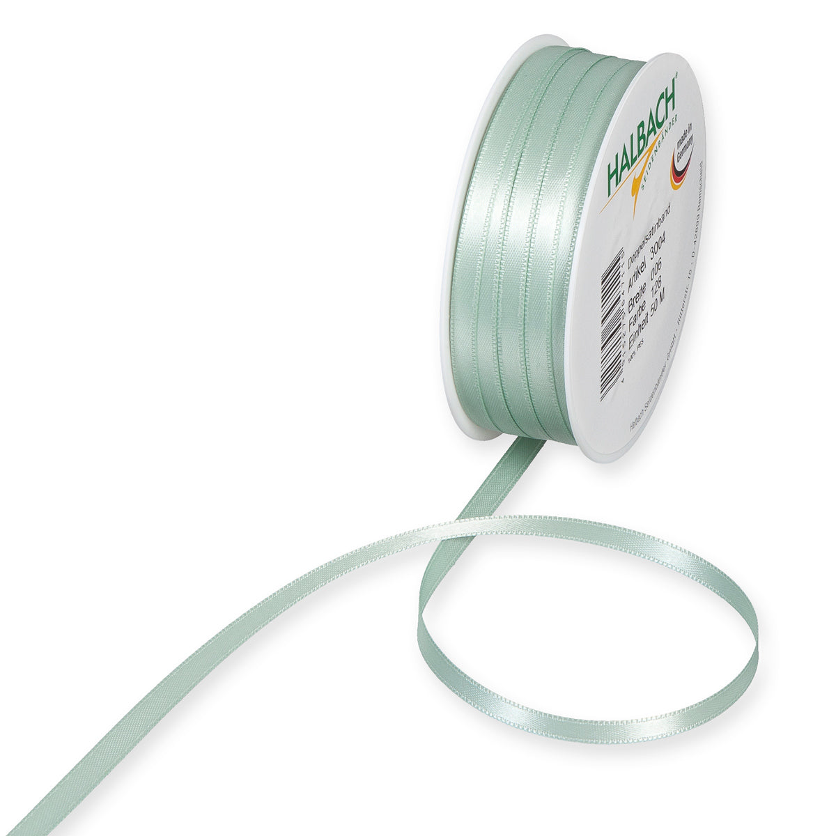 Schmales Doppelsatinband Fb. 128 Mint – 3mm & 6mm, 25-Meter-Rolle