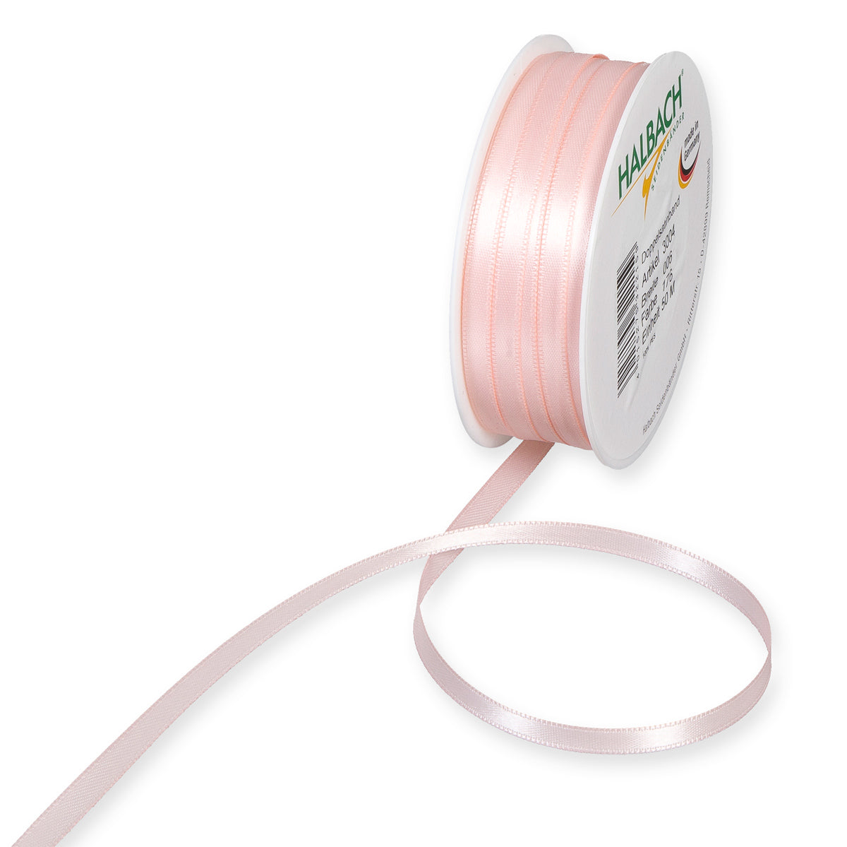 Schmales Doppelsatinband Fb. 176 Rosa – 3mm & 6mm, 25-Meter-Rolle