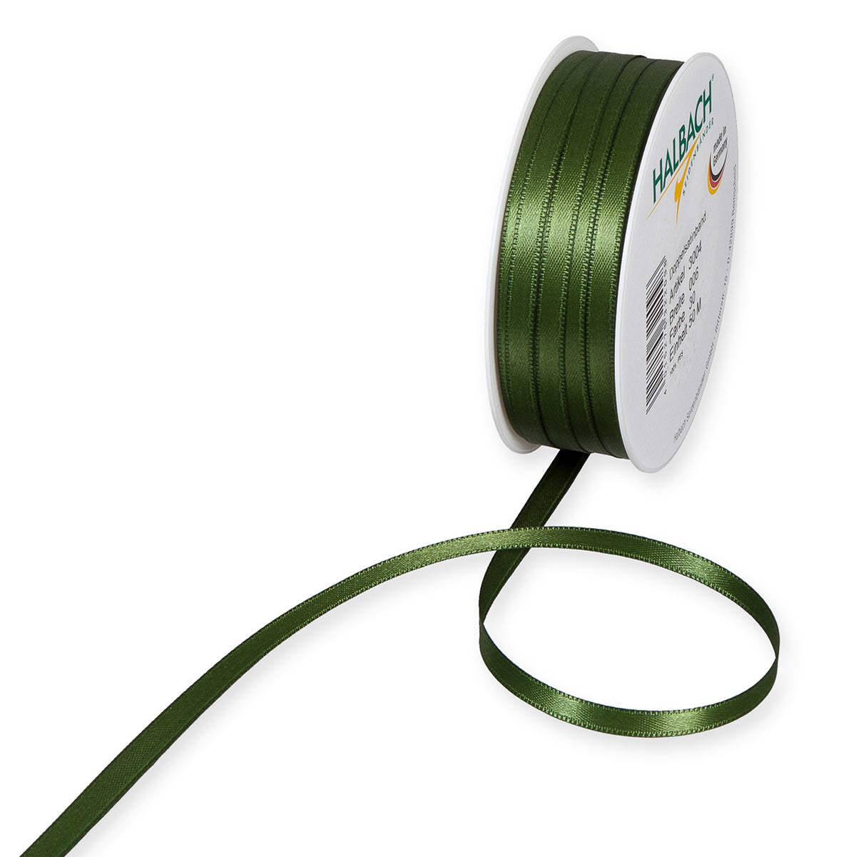 Schmales Doppelsatinband Fb. 30 Dunkelgrün – 3mm & 6mm, 25-Meter-Rolle