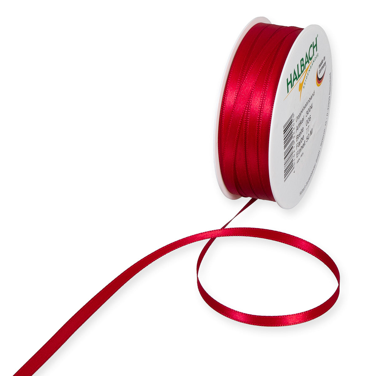 Schmales Doppelsatinband Fb. 77 Rot – 3mm & 6mm, 25-Meter-Rolle