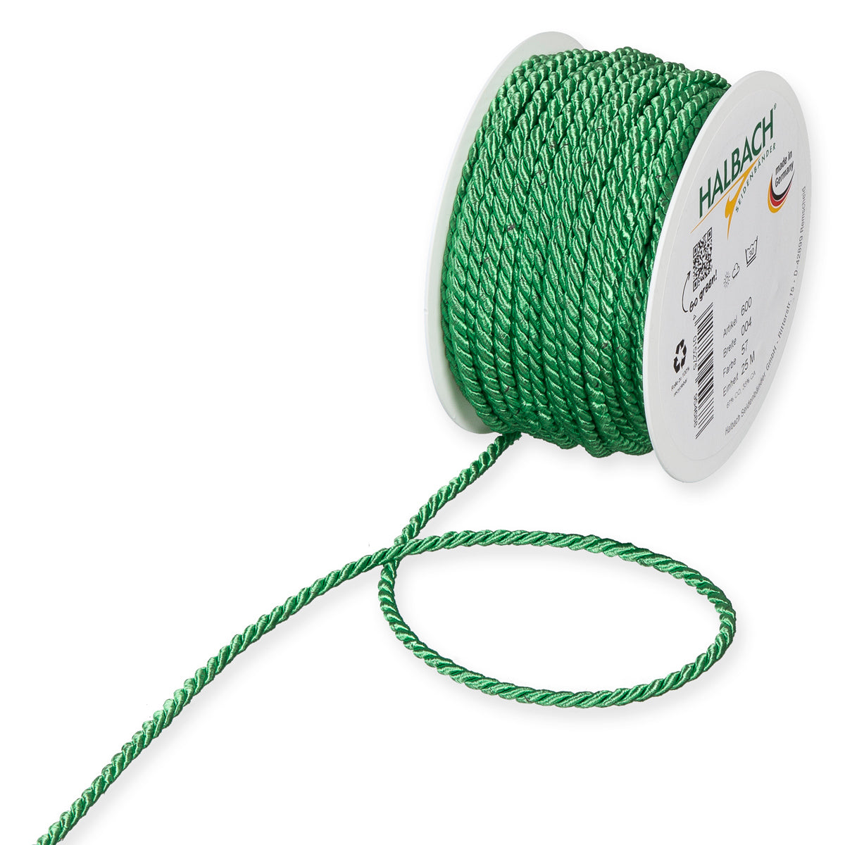 Kordelband smaragdgrün Fb. 57 in zwei Breiten