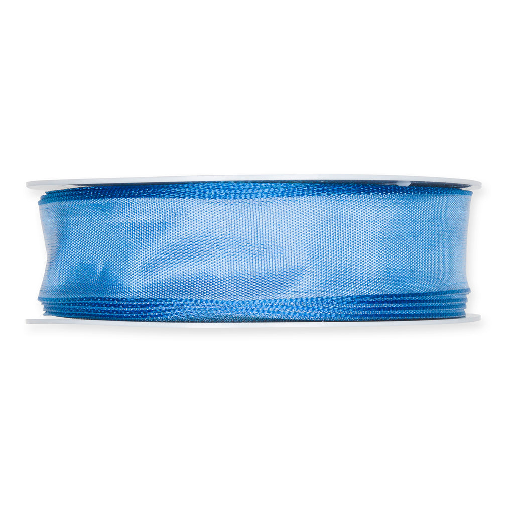 Taftband mit Drahtkante hellblau Fb. 103 in zwei Breiten 25 Meter Rolle