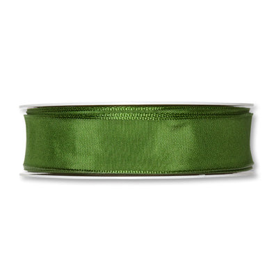Taftband mit Drahtkante mittelgrün Fb. 348 in zwei Breiten 25 Meter Rolle