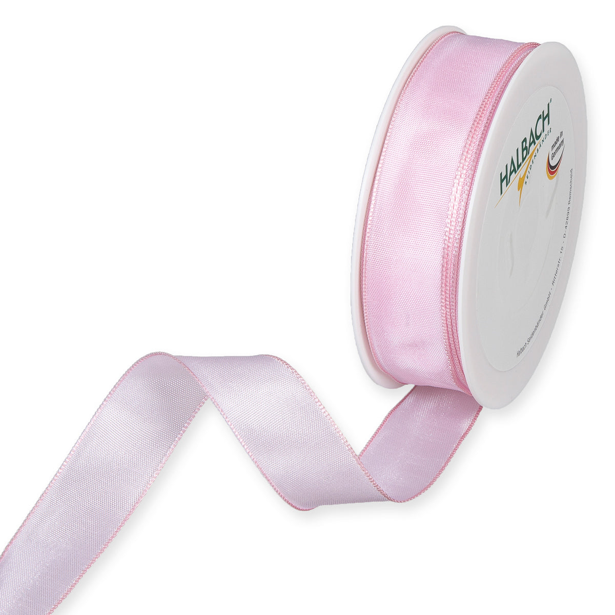 Taftband mit Drahtkante rosa Fb. 424 in zwei Breiten 25 Meter Rolle