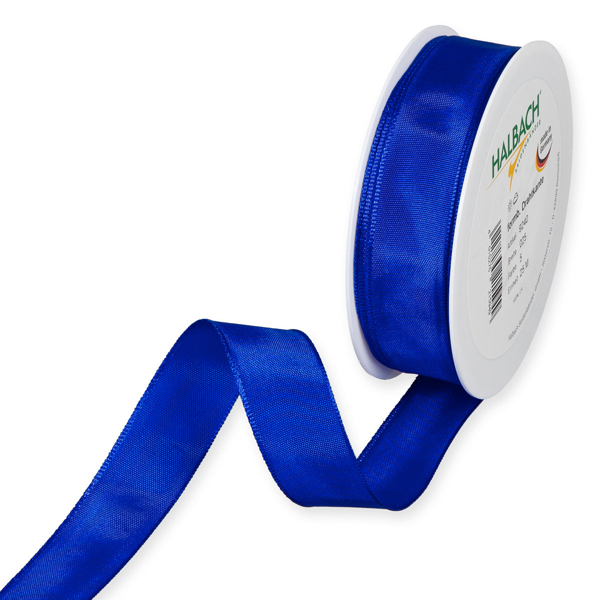 Taftband mit Drahtkante blau Fb. 5 in zwei Breiten 25 Meter Rolle