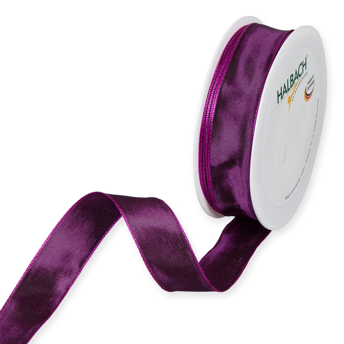 Taftband mit Drahtkante purple Fb. 556 in zwei Breiten 25 Meter Rolle