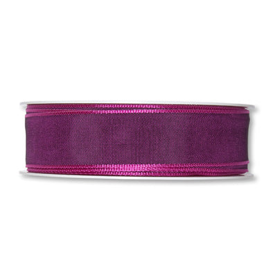 Taftband mit Drahtkante purple Fb. 556 in zwei Breiten 25 Meter Rolle