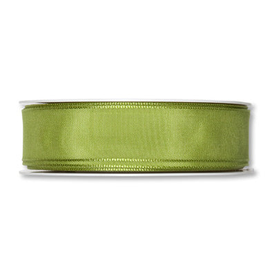 Taftband mit Drahtkante maigrün Fb. 560 in zwei Breiten 25 Meter Rolle