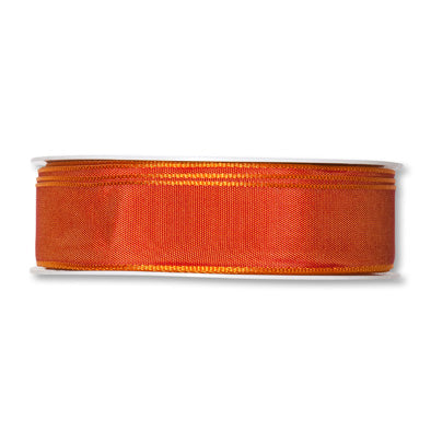 Taftband mit Drahtkante orange Fb. 69 in zwei Breiten 25 Meter Rolle