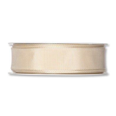 Taftband mit Drahtkante beige Fb. 71 in zwei Breiten 25 Meter Rolle