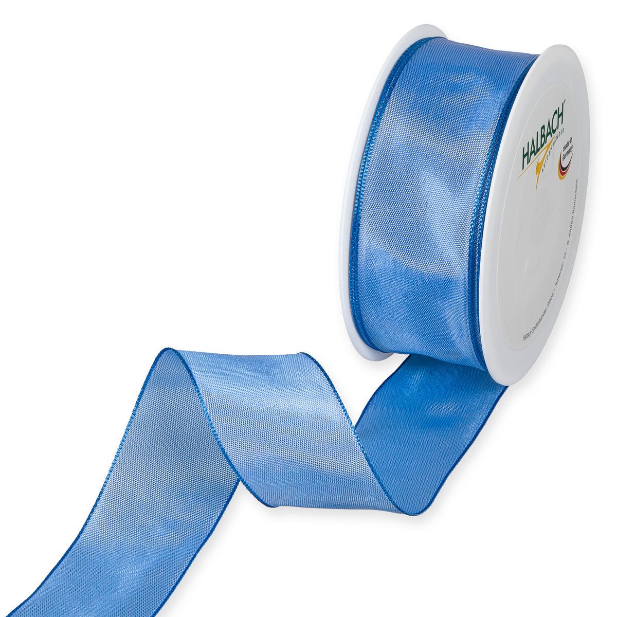 Taftband mit Drahtkante hellblau Fb. 103 in zwei Breiten 25 Meter Rolle