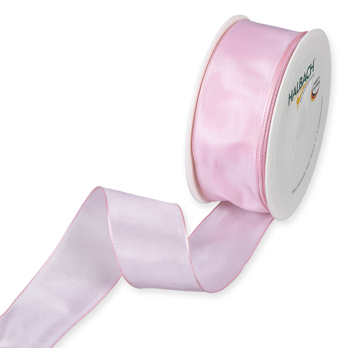 Taftband mit Drahtkante rosa Fb. 424 in zwei Breiten 25 Meter Rolle