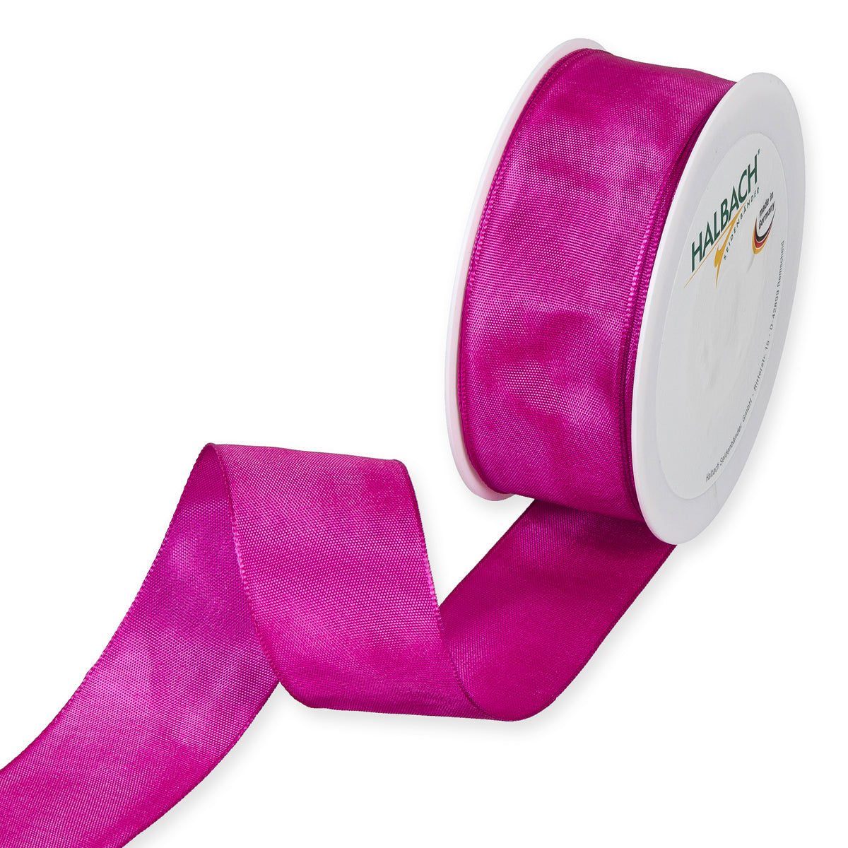 Taftband mit Drahtkante pink Fb. 60 in zwei Breiten 25 Meter Rolle