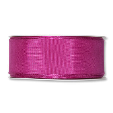 Taftband mit Drahtkante pink Fb. 60 in zwei Breiten 25 Meter Rolle